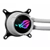 Šķidruma dzesēšanas komplekts ASUS ROG Strix LC III 360 ARGB balta Edition — 360 mm radiators, 3x 120 mm ARGB ventilatori, LCD displejs, vara pamatne