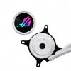 Šķidruma dzesēšanas komplekts ASUS ROG Strix LC III 360 ARGB balta Edition — 360 mm radiators, 3x 120 mm ARGB ventilatori, LCD displejs, vara pamatne