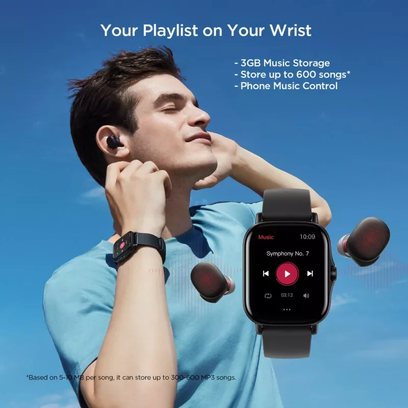 Amazfit GTS 2 4,19 cm (1,65 collas) AMOLED 43 mm Digitāls 348 x 442 pikseļi Skārienekrāns Melns Wi-Fi GPS (satelīts)