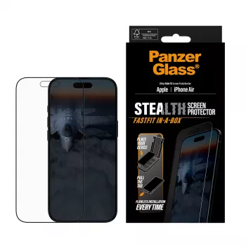 PanzerGlass ® Stealth ekrāna aizsargs iPhone Air | Ultra-Wide Fit ar FASTFIT IN-A-BOX
