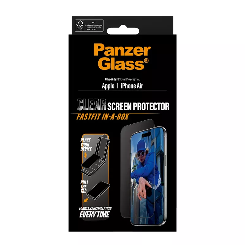 PanzerGlass ® Ekrāna aizsargs iPhone Air | Ultra-Wide Fit ar FASTFIT IN-A-BOX