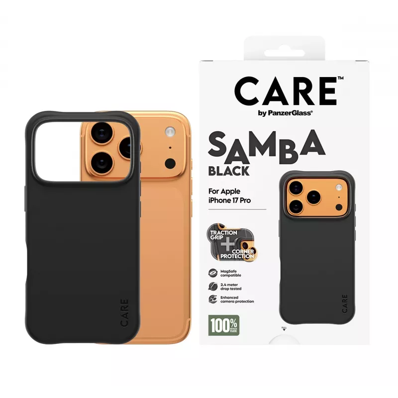 Vāciņš PanzerGlass CARE by Fashionable Case Samba Black ar MagSafe iPhone 17 Pro