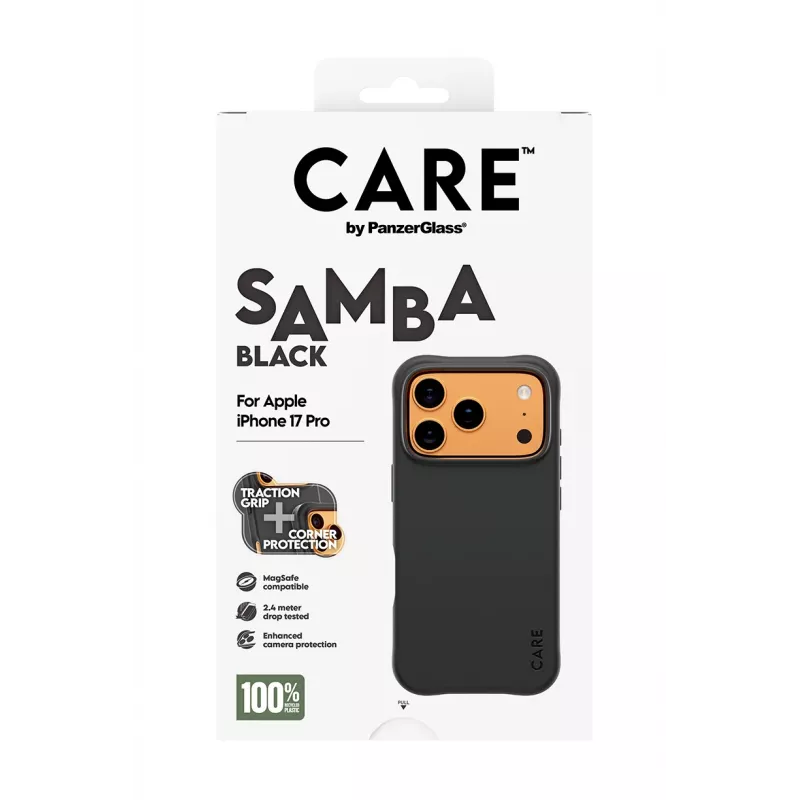 Vāciņš PanzerGlass CARE by Fashionable Case Samba Black ar MagSafe iPhone 17 Pro