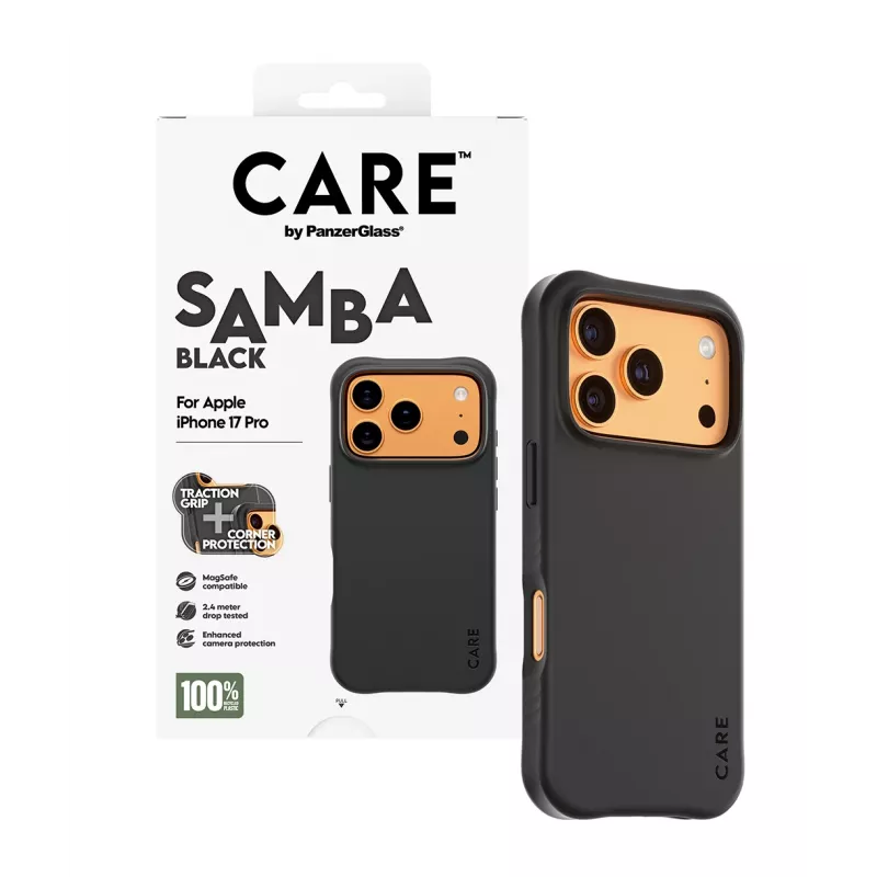 Vāciņš PanzerGlass CARE by Fashionable Case Samba Black ar MagSafe iPhone 17 Pro