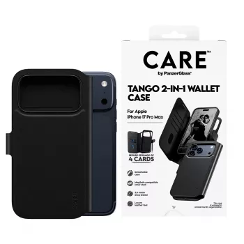 Aizsargājošs divi vienā maciņa vāciņš PanzerGlass CARE Feature Case Tango ar MagSafe iPhone 17 Pro Max, melns