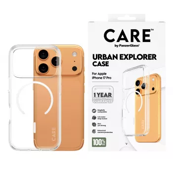 PanzerGlass CARE™ by ® Urban Explorer Case Caurspīdīgs ar Baltu MagSafe iPhone 17 Pro