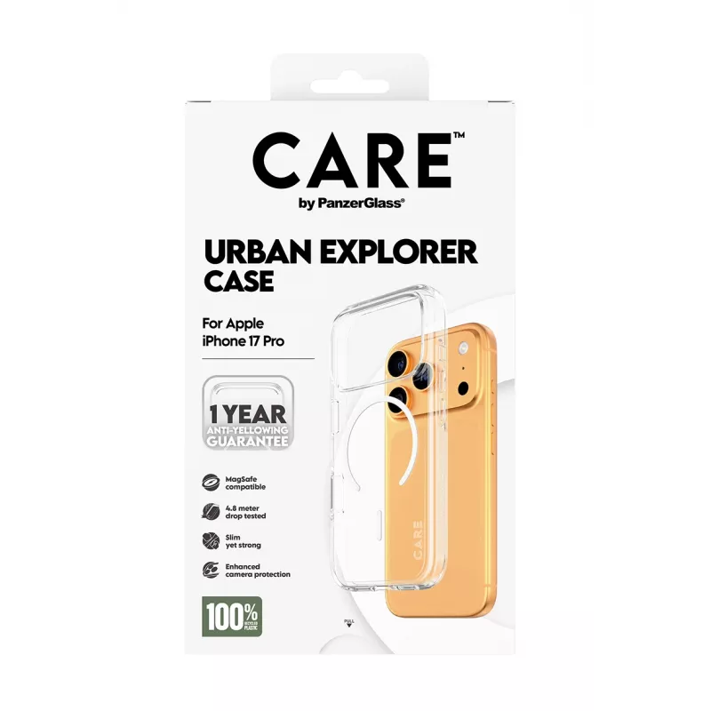 PanzerGlass CARE™ by ® Urban Explorer Case Caurspīdīgs ar Baltu MagSafe iPhone 17 Pro