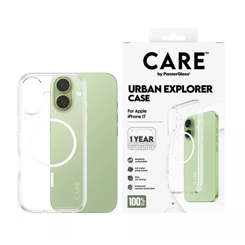 PanzerGlass CARE™ by ® Urban Explorer Case Caurspīdīgs ar Baltu MagSafe iPhone 17