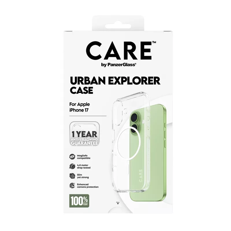 PanzerGlass CARE™ by ® Urban Explorer Case Caurspīdīgs ar Baltu MagSafe iPhone 17