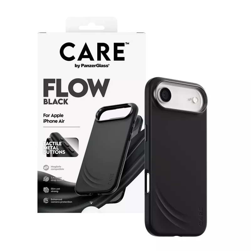 Aizsargvāciņš PanzerGlass CARE™ Flow vāciņš Melns ar MagSafe priekš iPhone Air