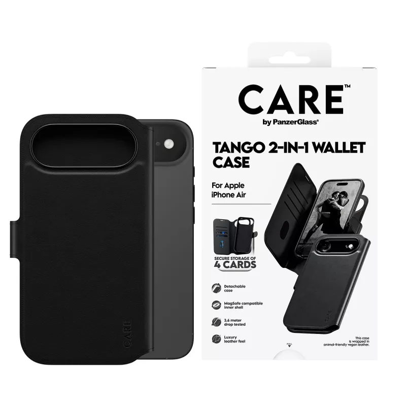 PanzerGlass CARE Tango 2-in-1 maciņa vāciņš ar MagSafe iPhone Air — melns