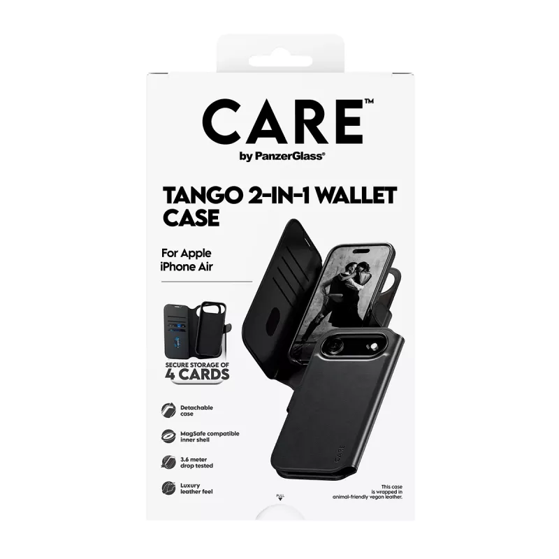 PanzerGlass CARE Tango 2-in-1 maciņa vāciņš ar MagSafe iPhone Air — melns