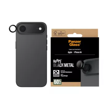 Kameras objektīva aizsargs PanzerGlass Hoops iPhone Air — rūdīts stikls, melns, izturīgs pret skrāpējumiem un triecieniem