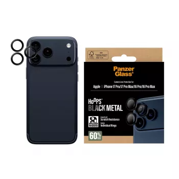 PanzerGlass® Hoops® Kameras lēcu aizsargs melns iPhone 17 Pro | iPhone 17 Pro Max | iPhone 16 Pro | 16 Pro Max