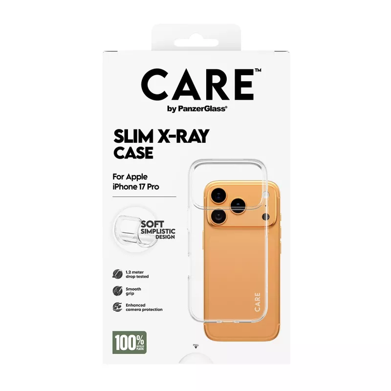 Aizsargājošs tālruņa vāciņš PanzerGlass CARE moderns vāciņš Transparent X‑Ray Soft Basic priekš iPhone 17 Pro