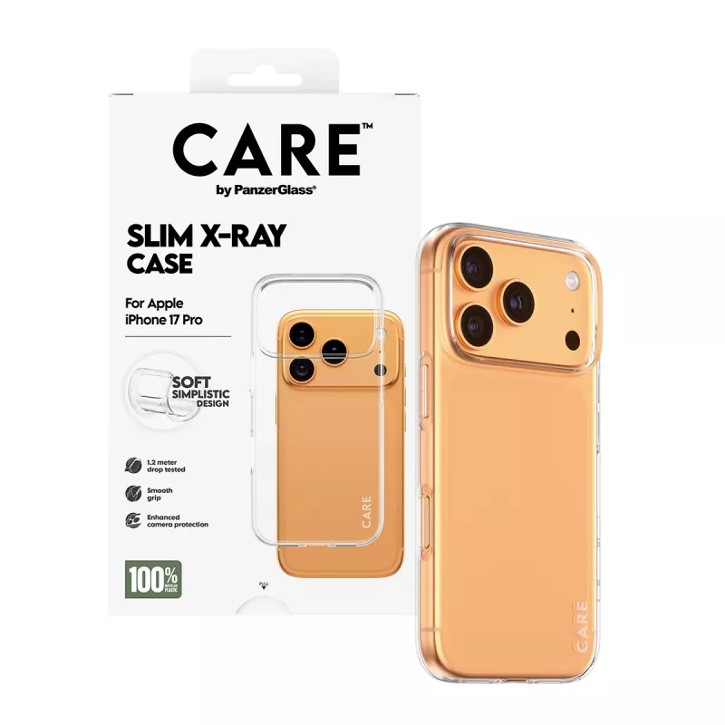 Aizsargājošs tālruņa vāciņš PanzerGlass CARE moderns vāciņš Transparent X‑Ray Soft Basic priekš iPhone 17 Pro