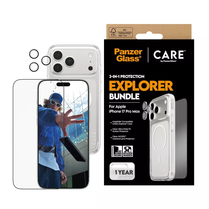 PanzerGlass ® | CARE by ® Flagship 3-in-1 Urban Explorer Bundle iPhone 17 Pro Max