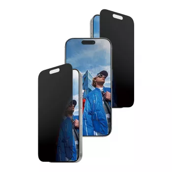 Privātuma ekrāna aizsargs PanzerGlass iPhone 17 / iPhone 16 Pro — īpaši plata piegulšanās, rūdīts stikls + PET, FASTFIT