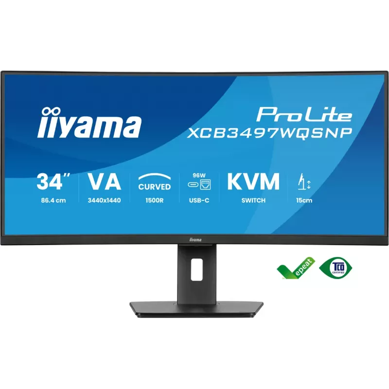 iiyama ProLite XCB3497WQSNP-B1 datora monitors 86,4 cm (34 colli) 3440 x 1440 pikseļi UltraWide Quad HD LED Melns