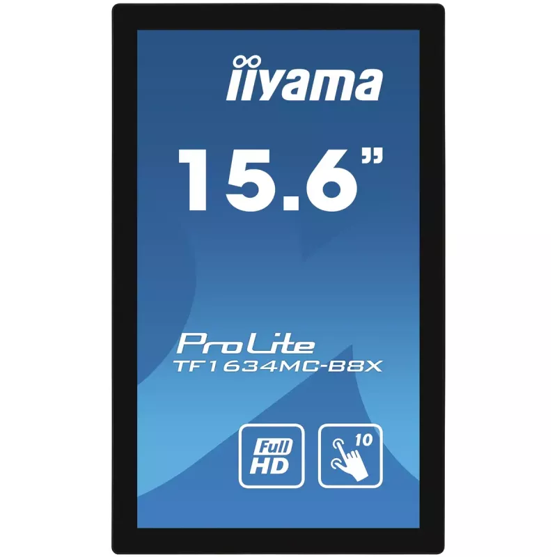iiyama ProLite TF1634MC-B8X datora monitors 39,6 cm (15,6 collu) 1920 x 1080 pikseļi Full HD LED skārienekrāns Vairāku lietotāju Melns