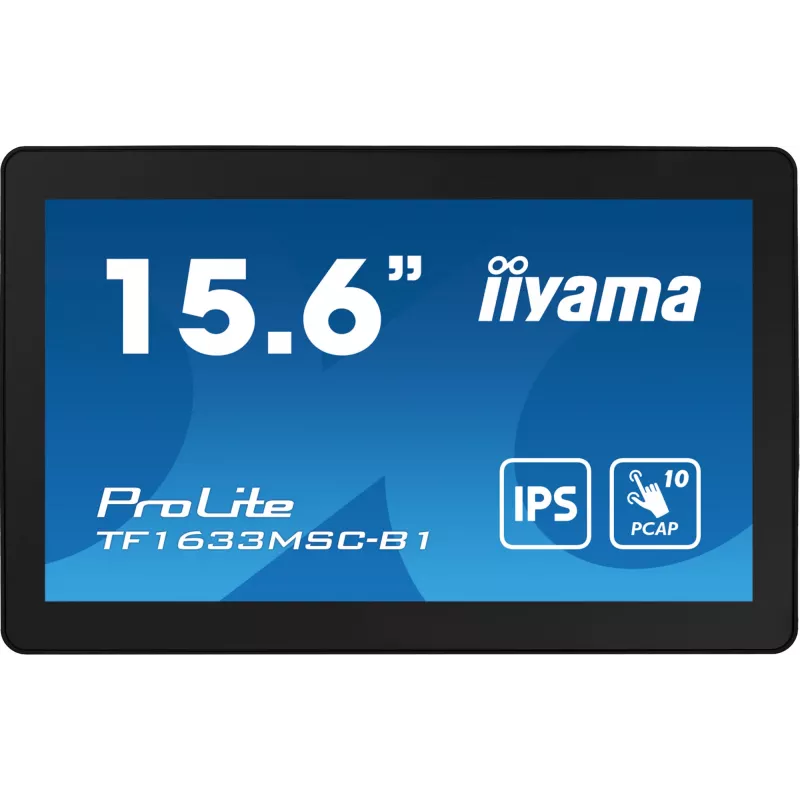 iiyama ProLite TF1633MSC-B1 datora monitors 39,6 cm (15,6 collu) 1920 x 1080 pikseļi Full HD Skārienekrāns Melns