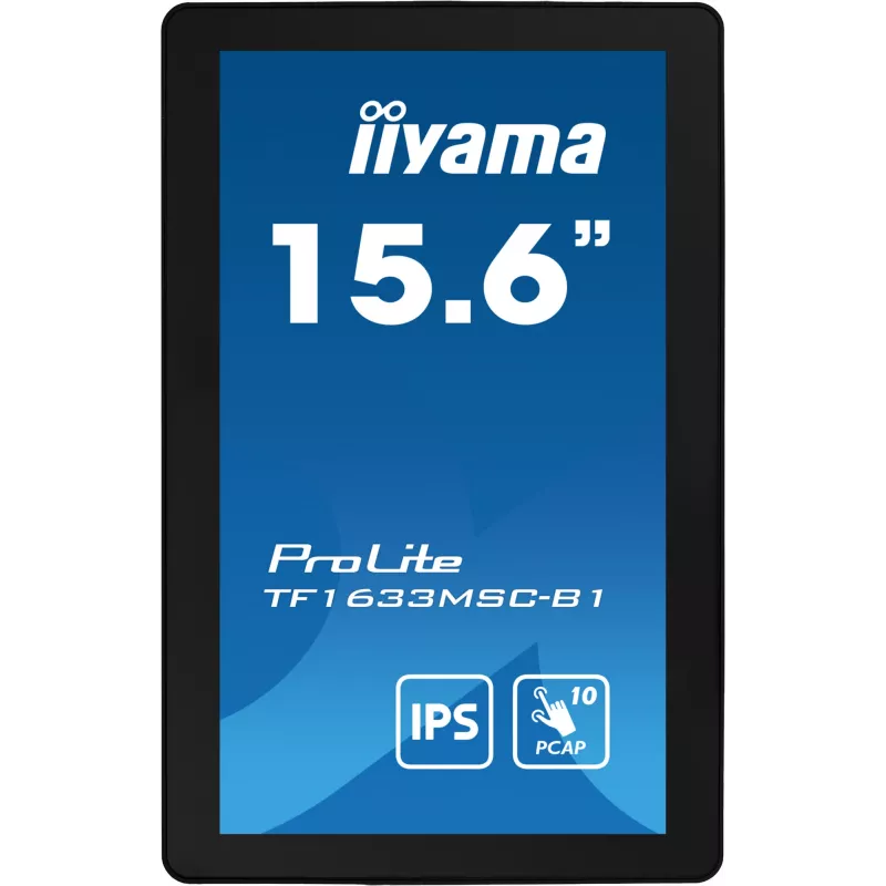 iiyama ProLite TF1633MSC-B1 datora monitors 39,6 cm (15,6 collu) 1920 x 1080 pikseļi Full HD Skārienekrāns Melns