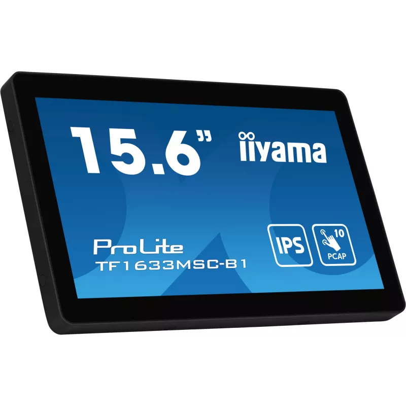iiyama ProLite TF1633MSC-B1 datora monitors 39,6 cm (15,6 collu) 1920 x 1080 pikseļi Full HD Skārienekrāns Melns