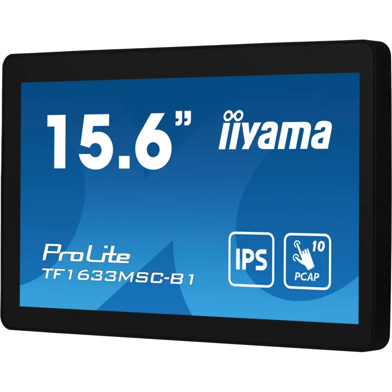 iiyama ProLite TF1633MSC-B1 datora monitors 39,6 cm (15,6 collu) 1920 x 1080 pikseļi Full HD Skārienekrāns Melns