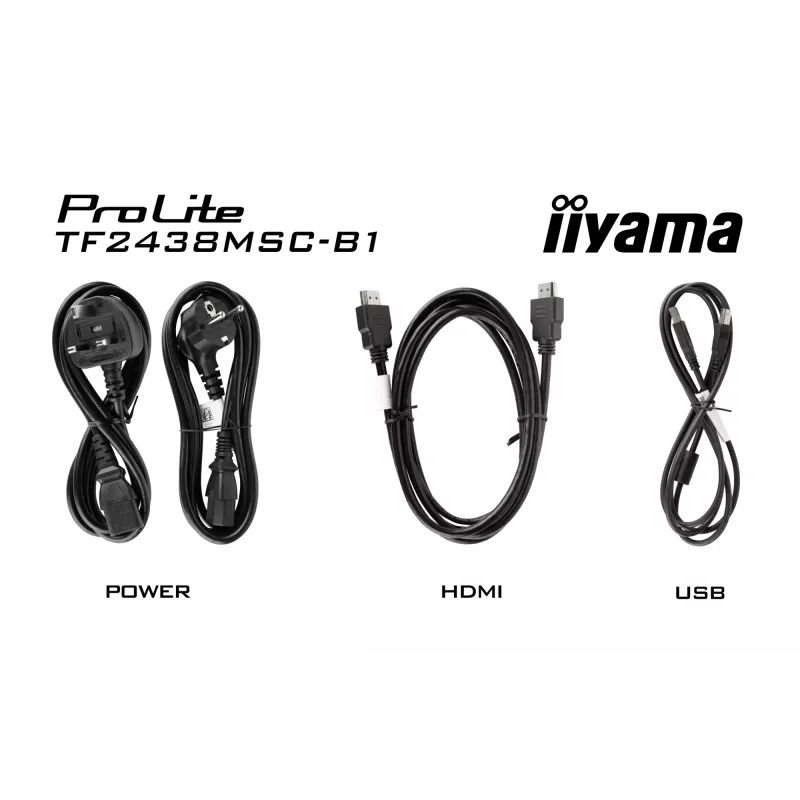 iiyama TF2438MSC-B1 datora monitors 60.5 cm (23.8 collas) 1920 x 1080 pikseļi Full HD LED skārienekrāns Melns