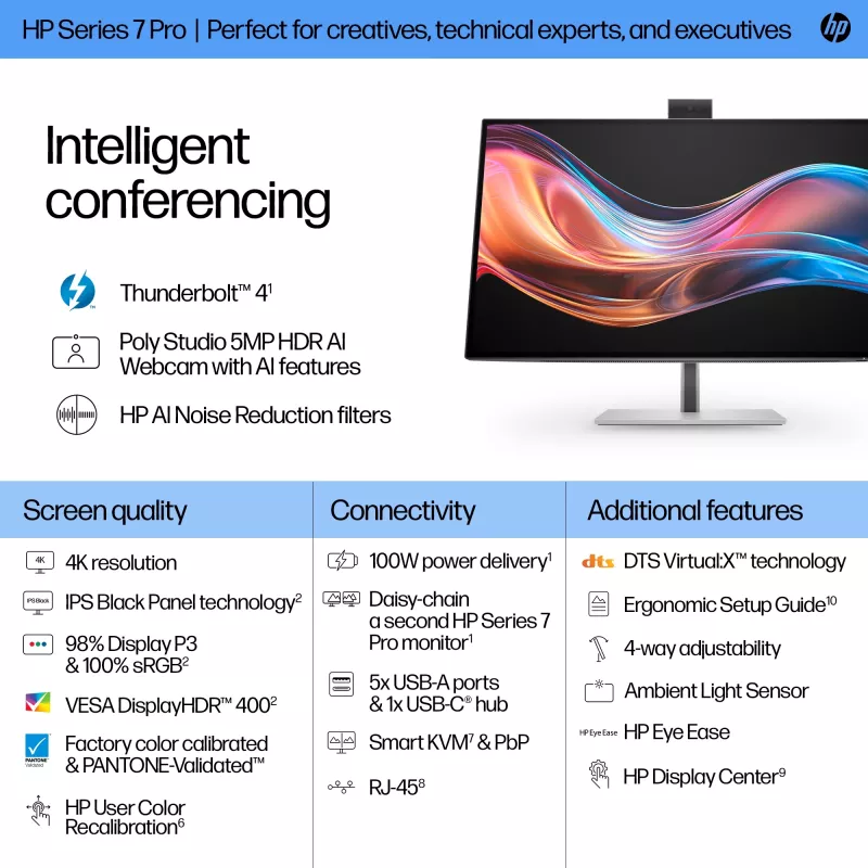 HP Series 7 Pro 27 collu 4K konferenču monitors - 727pm
