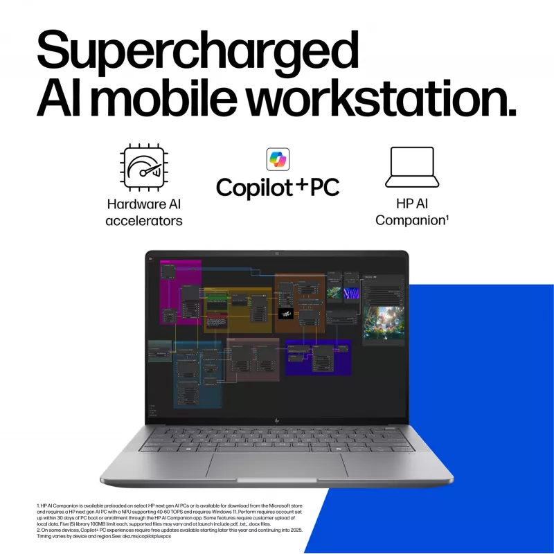 HP ZBook Ultra G1a Copilot+ PC AMD Ryzen AI Max PRO 390 35,6 cm (14 collas) WUXGA 32 GB LPDDR5x-SDRAM Wi-Fi 7 (802.11be) Windows 11 Pro AI Workstation, AI PC Sudrabs