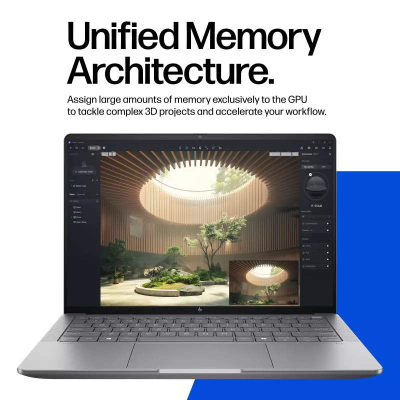 HP ZBook Ultra G1a Copilot+ PC AMD Ryzen AI Max PRO 390 35,6 cm (14 collas) WUXGA 32 GB LPDDR5x-SDRAM Wi-Fi 7 (802.11be) Windows 11 Pro AI Workstation, AI PC Sudrabs