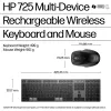 HP 725 Multi-Device bezvadu uzlādējama tastatūra un pele komplektā, pilna izmēra bezvadu Bluetooth šķērveida slēdzis