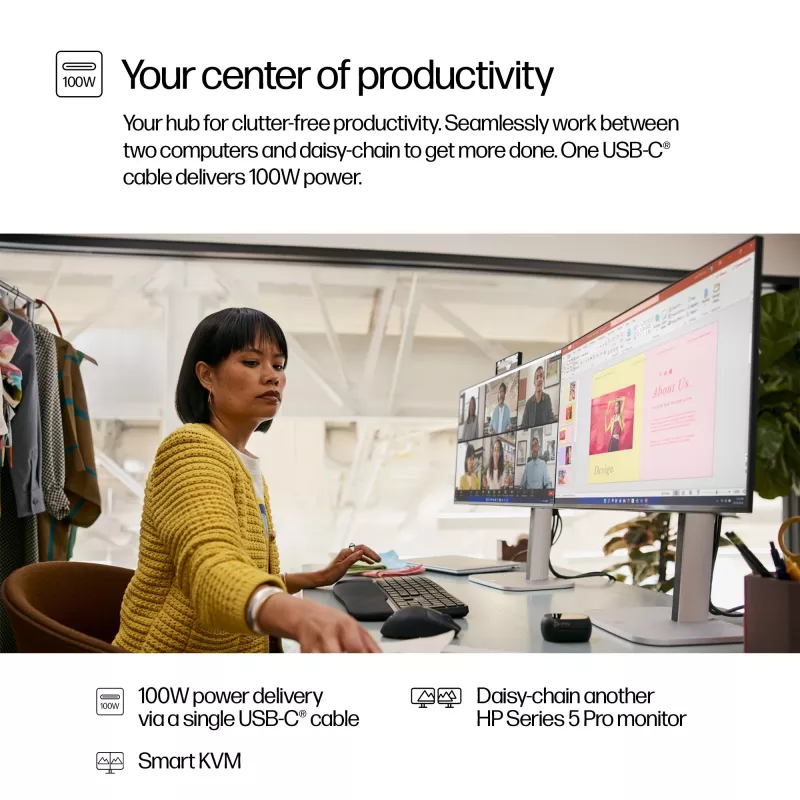HP Series 5 Pro 23.8 collu FHD USB-C konferences monitors - 524pm