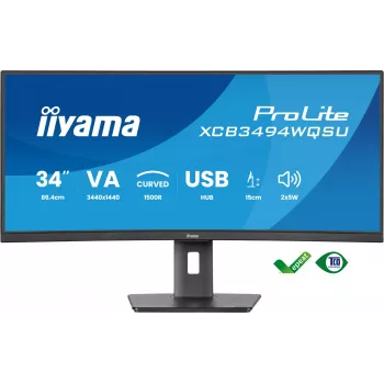iiyama ProLite XCB3494WQSU-B1 datora monitors 86,4 cm (34 colli) 3440 x 1440 pikseļi UltraWide Quad HD LED Melns
