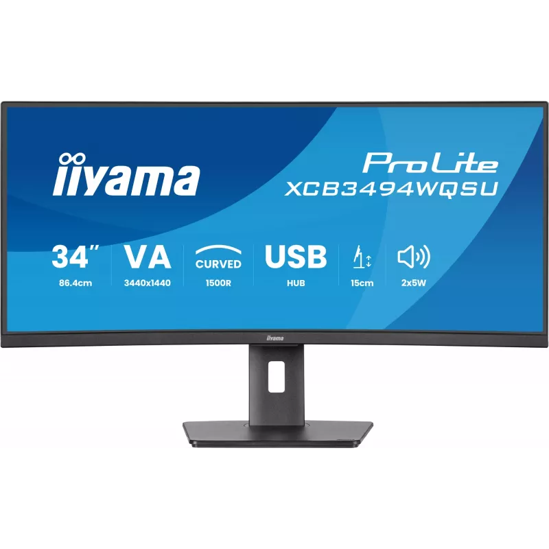 iiyama ProLite XCB3494WQSU-B1 datora monitors 86,4 cm (34 colli) 3440 x 1440 pikseļi UltraWide Quad HD LED Melns