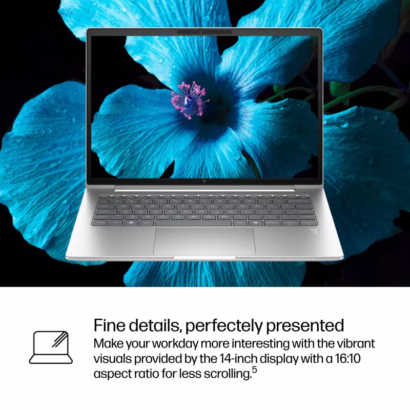 HP EliteBook 6 G1i AI Intel Core Ultra 7 255U klēpjdators 35,6 cm (14 collu) WUXGA 32 GB DDR5-SDRAM Wi-Fi 7 (802.11be) Windows 11 Pro AI PC sudraba krāsā