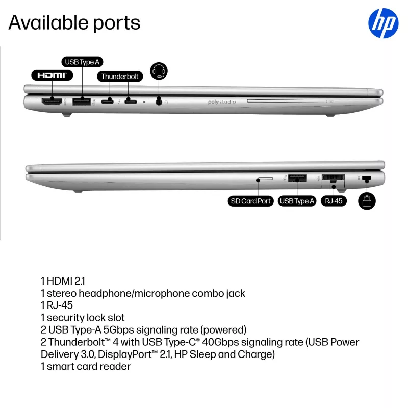HP EliteBook 6 G1i AI Intel Core Ultra 5 225U klēpjdators 40,6 cm (16 collu) WUXGA 16 GB DDR5-SDRAM Wi-Fi 7 (802.11be) Windows 11 Pro AI PC Sudrabs
