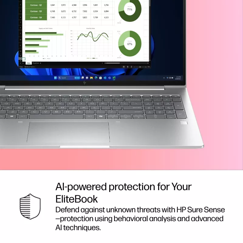 HP EliteBook 6 G1i AI Intel Core Ultra 5 225U klēpjdators 40,6 cm (16 collu) WUXGA 16 GB DDR5-SDRAM Wi-Fi 7 (802.11be) Windows 11 Pro AI PC sudraba krāsā