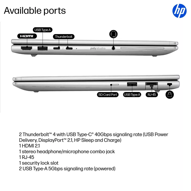 HP EliteBook 6 G1i AI PC Intel Core Ultra 7 255U klēpjdators 33,8 cm (13,3 collas) WUXGA 32 GB DDR5-SDRAM Wi-Fi 7 (802.11be) Windows 11 Pro sudraba krāsā