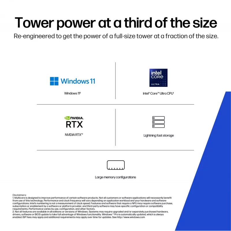 HP Z2 SFF G1i Intel Core Ultra 7 265K 32 GB DDR5-SDRAM NVIDIA RTX A400 Windows 11 Pro darbstacija AI darbstacija, AI dators