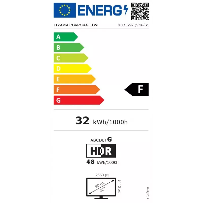 iiyama ProLite XUB3297QSNP-B1 datora monitors 81,3 cm (32 colli) 2560 x 1440 pikseļi Quad HD LED Melns