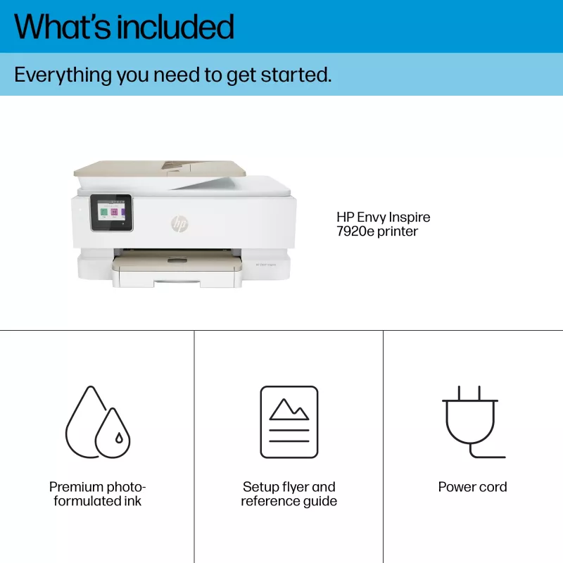 HP ENVY Inspire 7920e bezvadu daudzfunkciju krāsu printeris, Instant Ink; kopētājs, skeneris