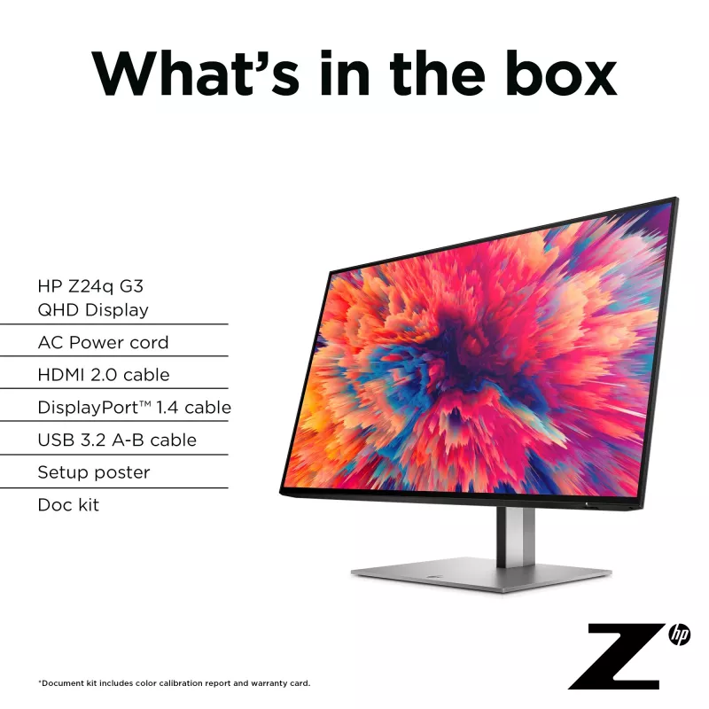 HP Z24q G3 QHD displejs, 60,5 cm (23,8 collas), 2560 x 1440 pikseļi, Quad HD, LCD, 5 ms, Sudraba