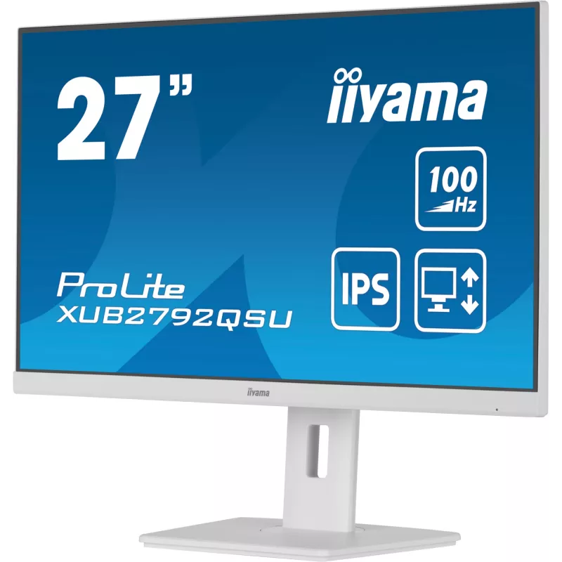 iiyama ProLite XUB2792QSU-W6 datora monitors 68.6 cm (27 colli) 2560 x 1440 pikseļi Quad HD LED Balts