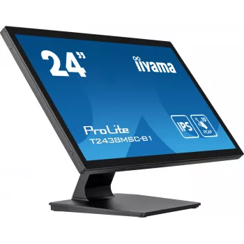 iiyama ProLite T2438MSC-B1 datora monitors 60.5 cm (23.8 collas) 1920 x 1080 pikseļi Full HD LED Skārienekrāns Melns