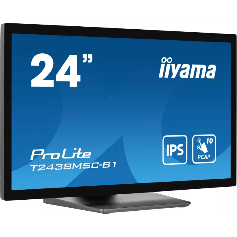 iiyama ProLite T2438MSC-B1 datora monitors 60.5 cm (23.8 collas) 1920 x 1080 pikseļi Full HD LED Skārienekrāns Melns