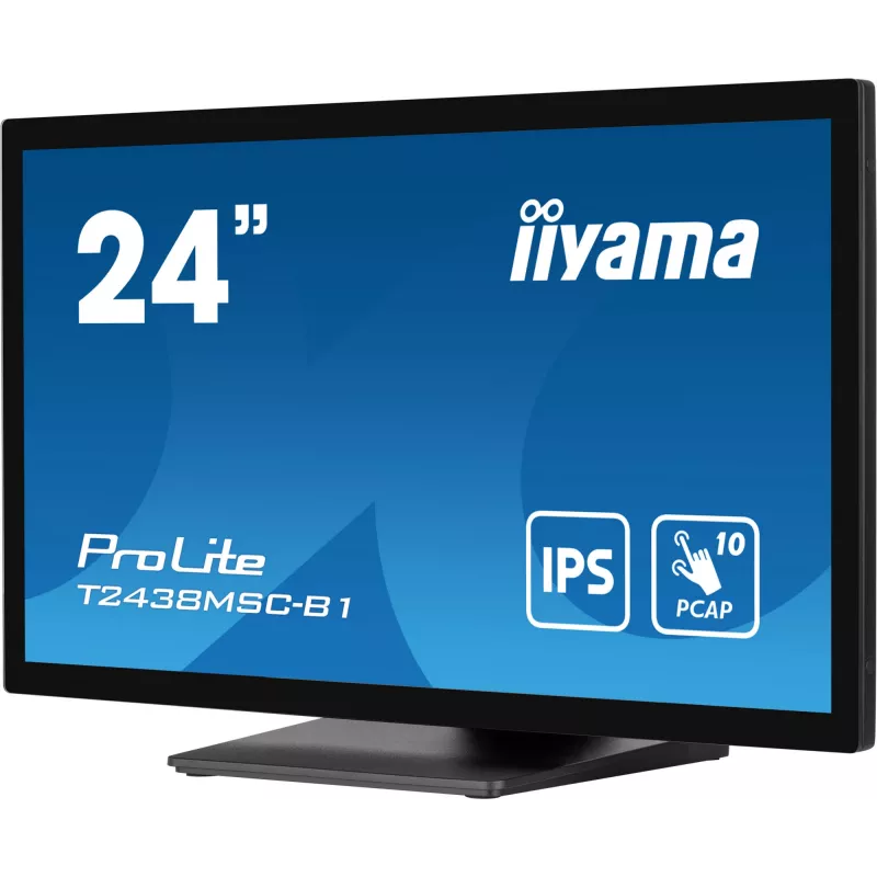 iiyama ProLite T2438MSC-B1 datora monitors 60.5 cm (23.8 collas) 1920 x 1080 pikseļi Full HD LED Skārienekrāns Melns
