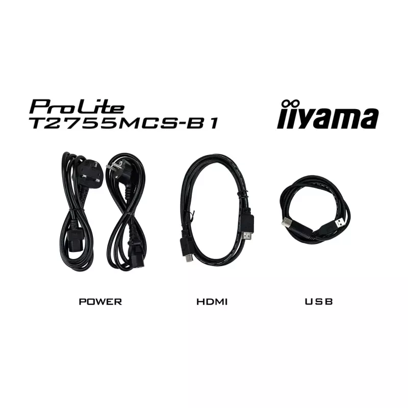 iiyama ProLite T2755MSC-B1 datora monitors 68,6 cm (27 colli) 1920 x 1080 pikseļi Full HD LED Skārienjūtīgs Galda virsmas Melns