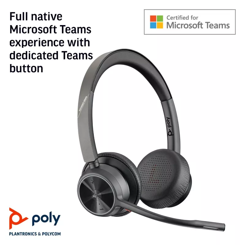 HP Poly Voyager 4320 Microsoft Teams sertificēta USB-A austiņa + BT700 dongle